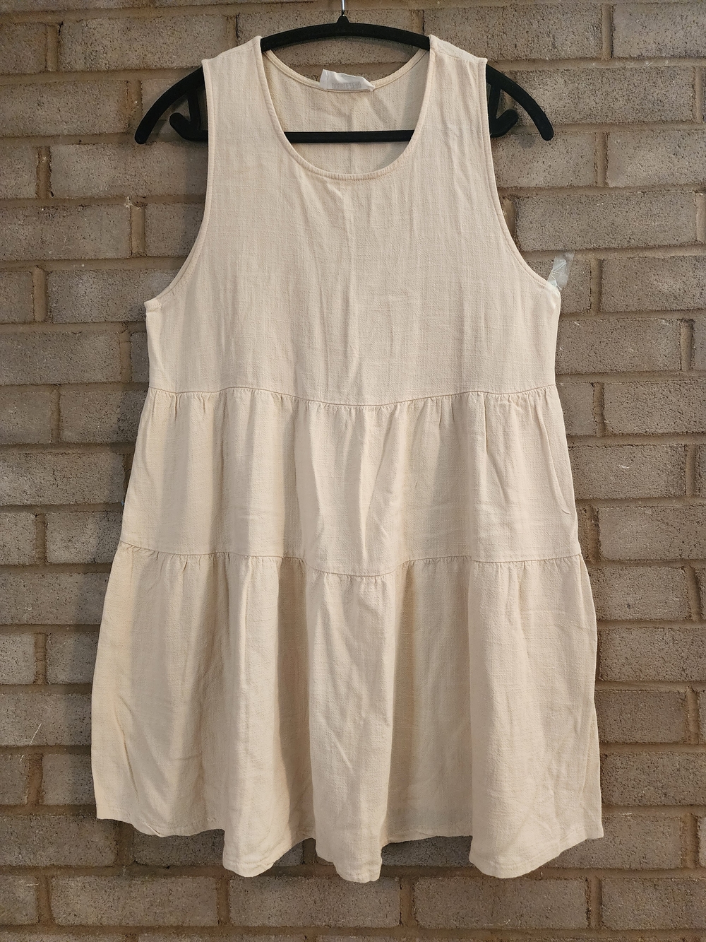 Double Zero Cream Sleeveless Tiered Mini Dress